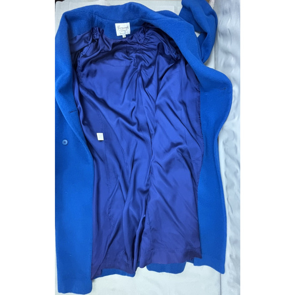 Vintage Ferncroft Full Length Wool Coat Women's 10 Cobalt Blue Double Breasted - Picture 4 of 15